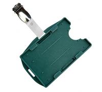Green Dual Double Sided ID Card Holder with Crocodile Clip | Dual Double Sided ID Holder | Portrait/Landscape | Crocodile Clip