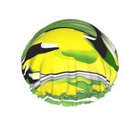 Green Duck Printed shower cap, reusable, specially designed for women's long hair, double-layer structure, suitable for bathing.