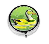 Green Duck Round Pill boxï¼ŒPill Boxï¼Œ Portable On-The-Go Pocket Pharmacy,