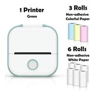 (Green E) Phomemo T02 Portable Mini Wireless Thermal Pocket Printer Self-adhesive Stickers Use for DIY,Journal Sticker impresora portátil