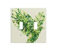 Green Eagle Abstract Double Gang Toggle Light Cover Wall Plate Switch Decor Standard Size - 11.4x11.4cm