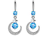 Green Earrings for Women Sparkly Earrings Ear Studs for Women Silver Drop Earrings for Women White Gold Hoop Earrings Small Hoop Earrings Sparkly Earrings Birthday Gifts Earrings for E-Blue
