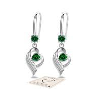 Green Earrings Sterling Silver Drop Earrings for Women, Silver Earring with Cubic Zirconia, Hypoallergenic Earring Emerald Earings May Birthstone Jewellery Gift for Birthday Christmas Anniversary