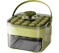 (Green) Easy Press Ice Maker | Ice Bin for Freezer with Removable Lid,Portable with Handle, Easy Release No Touch Chilling Cube Maker for Cocktail, Whiskey,