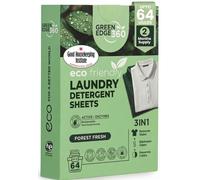 Green Edge 360 Laundry Detergent Sheets Eco-Friendly, Plant-Based Natural Washing Detergent for Up to 64 Loads Travel Friendly, Hot and Cold Washes (64 Sheets (1 Pack), Forest Fresh)