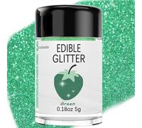 Green Edible Glitter Glimmer Powder for Cakes Drinks - Colaele 5 grams Food Grade Luster Dust Metallic Food Decorating Sprinkle Disco Brew Dust for Cake Decorations Wine Beverage Candy Dessert, Vegan