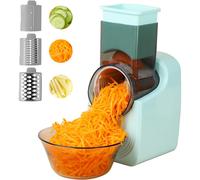 (Green) Electric cheese grater, electric salad maker, multi-function grater, fruit slicer, automatic vegetable chopper and slicer