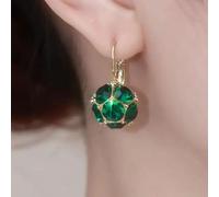 (green) Elegant Crystal Ball Earrings - New Autumn/winter Collection: Timeless, Small, Exquisite Design With Full Diamond Accents For A Fashionable Touch"