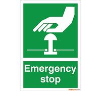Green Emergency Stop Sign 150mm x 200mm - Rigid Plastic