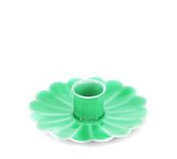 Green Enamel Flat Flower Candle Holder, candle holders, Olive Finish.