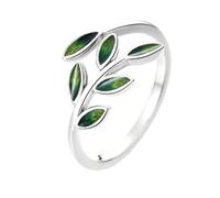 Green Enamel Olive Leaf Wrap Open Finger Ring for Women Adjustable Band Statement Plant Branch Leaves Delicate Thumb Knuckle Stacking Rings Comfort Fit Birthday Party Fashion Jewelry for Her Mom Wife