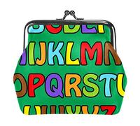 Green English Capital Letters Alphabet Coin Purse Kiss Lock Change Purse Vintage Trinkets Pouch