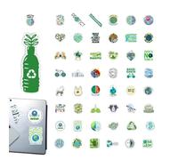 Green Environmental Stickers, Pack of 50 Environmental and Sun-resistant Earth Day Stickers, Children's Stickers for Laptops, Water Bottles, Desks, Skateboards, Notebooks, Water Cups