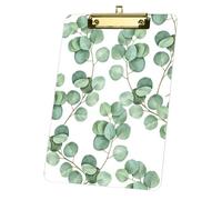 Green Eucalyptus Leaf Acrylic Clipboard with Gold Low Profile Clip A4 Clip Board Decor Classroom Essentials for Teachers Gift Boards for Teacher Nurses Woman Men Teens Birthdays Valentins Easter