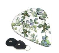 Green Eucalyptus Leaves Guitar Picks, 6 Pcs Guitar Plectrums double-sided printing, suitable for acoustic, electric and bass guitars, including 0.46 mm 0.71 mm 0.96 mm
