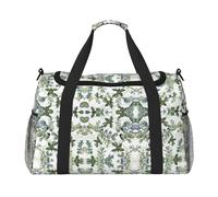 Green Eucalyptus Leaves Hand Travel Bag - Large Reusable Shopping Tote Bag, Perfect for Outdoor Activities, Sports, Camping & Groceries, Black, One Size