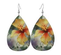 Green Eucalyptus Leaves Leather Earrings Dangle Drop Earring Lightweight Teardrop Earrings Vintage Bohemian Earring for Women Christmas Birthday Gift Fashion Jewelry