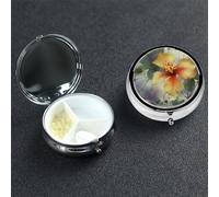 Green Eucalyptus Leaves Pill Box with Mirror 3 Compartment Decorative Pill Case for Purse or Pocket Small Round Pill Organizer Weekly Metal Medicine Tablet Vitamin Holder Travel Gift