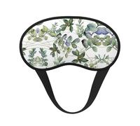 Green Eucalyptus Leaves Print Blackout Sleep Mask - Side Sleeper Eye Cover, Soft Comfort, Perfect for Travel, Meditation
