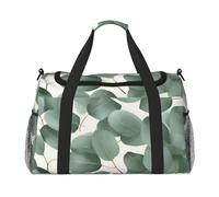 Green Eucalyptus Leaves Print Foldable Carry On Tote Large Capacity Hand Carry Bag for Airplane Weekend Getaways
