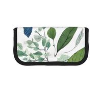 Green Eucalyptus Leaves Print Pencil Case Big Capacity Pencil Bag Makeup Pouch Durable Students Stationery with Double Zipper for School/Office