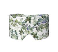 Green Eucalyptus Leaves Print Sleep Eye and Ear Muffs Mask - Adjustable Yoga Travel Headband, Keep Warm Shading Comfortable Aid