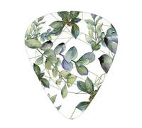 Green Eucalyptus Leaves Printed,12 Pcs Guitar Pick,3 Different Thickness Plectrums for Acoustic Guitar Bass Ukulele (0.46mm 0.96mm 0.71mm)