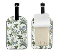 Green Eucalyptus Leaves Printed Leather Luggage Tag, Durable Baggage Identifier, Soft PU ID Label, for Business Travel