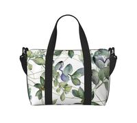 Green Eucalyptus Leaves Printed Travel Duffel Bag for Women Men - Weekend Overnight Bags with Adjustable Shoulder Strap and Handle