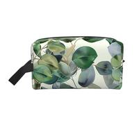 Green Eucalyptus Leaves Prints Makeup Bags for Women Girls Large Capacity Zipper Cosmetic Bag Travel Toiletry Bag Organizer with Handle