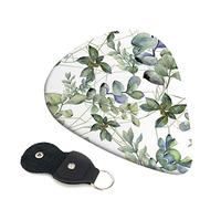 Green Eucalyptus Leaves Set Of 6 Guitar Plectrums For Acoustic Guitar, Electric Guitar, Bass, Ukulele - Thin, Medium And Thick.