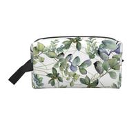 Green Eucalyptus Leaves Water-Resistant Travel Toiletry Organizer Bag, Large Capacity Portable Cosmetic Storage for Gym/Daily Essentials