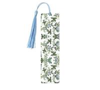Green Eucalyptus Leaves Wooden Bookmark - Beautiful Double-Sided Printed Bookmarks Made from High-Quality Poplar Wood for Books, Journals & More