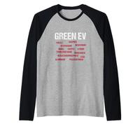 Green EV - Ironic Commentary on Climate Change Net Zero Raglan Baseball Tee