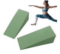 Green EVA Yoga Wedge - Foam Incline Board Calf Stretcher | Squat Heel Ramp, Wrist Support Block, Non Slip Pilates Slant for Plantar Relief