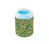 Green Evil Eyes Portable Paw Cleaner Cup with Soft Silicone Brush Feet Cleaning Machine for Small Medium Large Breed Dogs, Cats