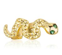 Green Eye Serpent Grillz Hip Hop Dynamic Snake Design Gold Tone Tooth Jewelry Men's Rap Accessory Gift