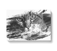 Green Eyed Cat Vol.2 V1 Modern Canvas Wall Art Print Ready to Hang, Framed Picture for Living Room Bedroom Home Office Décor, 60x40 cm (24x16 Inch)