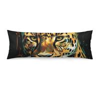 Green Eyed Leopard Painting Body Pillow Pillowcase 20"x54" Lumbar Throw Pillow Covers with Hidden Zipper Breathable & Cozy Full Long Bodypillow Case Cover for Sleeping Bedroom Couch Sofa Decor
