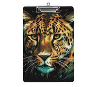 Green Eyed Leopard Painting Clipboard 8.5×12.5 Inch Acrylic Clip Board with Metal Clip A4 Letter Size Decorative Clipboard Cute Hanging Clipboards for Office, Teacher, Nurse, Doctor,