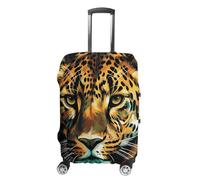 Green Eyed Leopard Painting Suitcase Covers Luggage Protector - Travel Elastic Baggage Case Protective, Washable Anti-scratch Large Suit Case Cover for Suitcases Fits 19-32 Inch Luggages, white, M