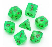 Green Eyed Monster Glitter Dice Creepy Polyhedral TTRPG Dice for War Games and Tabletop RPG's