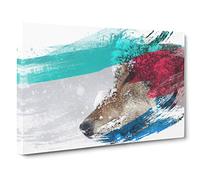 Green Eyed Wolf V2 Canvas Print | Gallery Wrapped 30mm Frame Wall Art | 30x20 inches | Ready to Hang | Modern Animals Picture | Living Room Bedroom Lounge Office