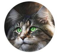 Green Eyes Maine Coon Jigsaw Puzzles for Adults 1000 Piece Jigsaw Puzzles for Adults Relax & Challenge, Colorful Home Decor Art, for Friends 67.5x67.5cm