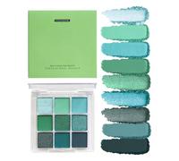 Green Eyeshadow Palette - 9 Color Matte Pearlescent | Sweat Proof Matte Pearlescent Makeup | Glitter Eyeshadow Suitable for Girls, Women, Professional Stage Makeup