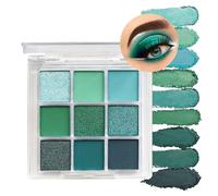 Green Eyeshadow Palette, Matte Shimmering Eye Shadow Pallets for Women, Cool Girl Matte Make-Up Palettes, Glitter Eyeshadows 9 Colour Long Lasting Highly Pigmented, Gift for Women