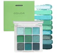 Green Eyeshadow Palette, Shimmer Eye Shadow Pallets for Women, Glitter High Pigmented Waterproof Long-Lasting, Halloween Christmas Eye Make-Up for Party Stage