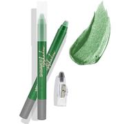 Green Eyeshadow Stick, Glitter Metallic Shimmer Eye Shadow Stick, Cream Waterproof Long Lasting High Pigmented Smoky Christmas Eye Make-Up Eyeshadow Crayon, With Sharpener