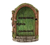 Green Fairy Door Wooden Miniature Fairy Garden Doors Outdoor Mini Fairy Gnome House Accessories for Tree Trunk Ornaments Garden Miniatures,Garden Sculptures and Statues Garden Sculptures and Statues