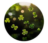 Green Falling Clover Leaves Round Mouse Pad, Mousepad with Non-Slip Rubber Base, Computer Gaming Pads for Wireless Mouse, Easy Gliding